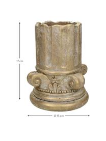 Petit cache-pot en béton Column, Béton, Couleur dorée avec finition antiquaire, Ø 15 x haut. 17 cm