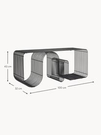 Metall-Sitzbank Curva, Stahl, pulverbeschichtet, Schwarz, matt, B 100 x T 32 cm