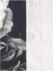 Baumwollsatin-Bettdeckenbezug Blossom, Webart: Satin Fadendichte 210 TC,, Schwarz, Mehrfarbig, B 160 x L 210 cm