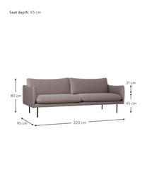 Sametová pohovka Moby (3místná), Greige, Š 220 cm, H 95 cm