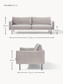 Samt-Sofa Moby (3-Sitzer), Bezug: Samt (Hochwertiger Polyes, Gestell: Massives Kiefernholz, Bir, Samt Greige, B 220 x T 95 cm