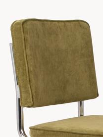 Manšestrová konzolová židle Kink, Světle zelená, stříbrná, Š 48 cm, H 48 cm