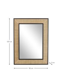 Espejo de pared de ratán Molly, Parte trasera: tablero de fibras de dens, Espejo: cristal, Madera clara, An 90 x Al 120 cm