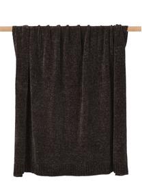 Weiche Chenille-Decke Beckett in Dunkelgrau, 100% Polyester, Dunkelgrau, B 130 x L 170 cm