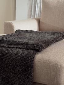 Weiche Chenille-Decke Beckett in Dunkelgrau, 100% Polyester, Dunkelgrau, B 130 x L 170 cm