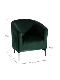 Sillón cóctel de terciopelo Babsy, Tapizado: 100% terciopelo de poliés, Patas: metal, Verde oscuro, An 62 x F 72 cm