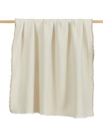 Obojstranná bavlnená deka so strapcami Thyme, 100 % organická bavlna, Béžová, krémovobiela, Š 130 x D 180 cm