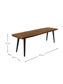 Banco madera Alagon, reborde de madera, Asiento: tablero de fibras de dens, Patas: acero, pintura en polvo, Madera barnizada, An 180 x Al 45 cm