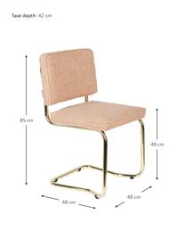 Silla cantilever de borreguillo Kink, Tapizado: borreguillo (100% poliést, Patas: plástico, Rosa, latón, An 48 x F 48 cm