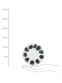 Handbemalte Desertteller Sparks mit Pinselstrich-Dekor, 2 St, Steingut, Weiss, Grün, Ø 12 cm