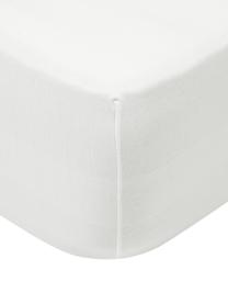 Drap-housse en jersey élasthanne pour surmatelas Lara, 95 % coton, 5 % élasthanne, Blanc crème, larg. 95 x long. 200 cm, haut. 15 cm