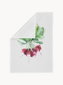 Set 3 strofinacci in cotone Marchè, Bianco, verde, rosso, Larg. 50 x Lung. 70 cm