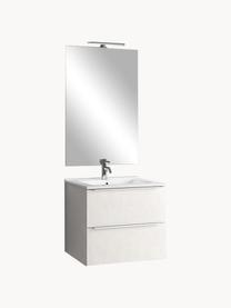 Set lavabo Malmo, 4 pzas., Lámpara: aluminio recubierto, Espejo: vidrio, Parte trasera: plástico ABS, Blanco, Set de diferentes tamaños