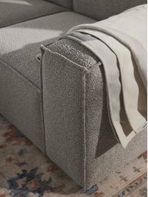 Divano angolare componibile in bouclé Lennon, Rivestimento: bouclé (100% poliestere) , Struttura: legno di pino massiccio, , Piedini: plastica Questo prodotto , Bouclé taupe, Larg. 238 x Prof. 180 cm, chaise longue a sinistra