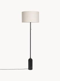 Dimmbare Stehlampe Gravity mit Marmorfuss, Lampenschirm: Stoff, Dekor: Messing, Hellbeige, Schwarz marmoriert, H 169 cm