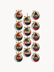 Kerstballen Nutcracker, set van 14, Kunststof, Zwart, rood, groen, Ø 8 x H 8 cm