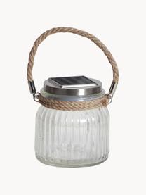 Solar Außentischlampe Glass Jar, Lampenschirm: Glas, Griff: Sisal, Transparent, Silberfarben, Ø 11 x H 12 cm