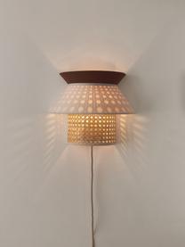 Wandleuchte Klea aus Wiener Geflecht, Lampenschirm: Bambus, Textil, Baldachin: Metall, pulverbeschichtet, Hellbeige, Braun, B 30 x H 25 cm