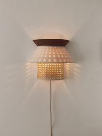 Wandlamp Klea van Weens vlechtwerk, Lampenkap: bamboe, textiel, Lichtbeige, bruin, B 30 x H 25 cm