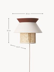 Wandlamp Klea van Weens vlechtwerk, Lampenkap: bamboe, textiel, Lichtbeige, bruin, B 30 x H 25 cm