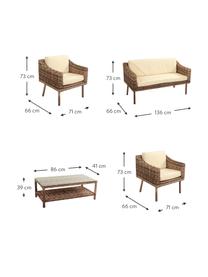 Salotto da giardino Barn 4 pz, Struttura: rattan sintetico, Sottostruttura: metallo, Rivestimento: tessuto, Tonalità marrone, Set in varie misure