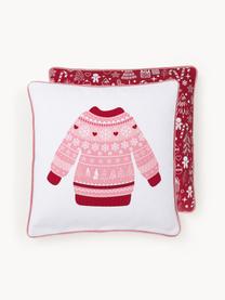 Housse de coussin 45x45 Sweater, Blanc, rouge, vieux rose, larg. 45 x long. 45 cm