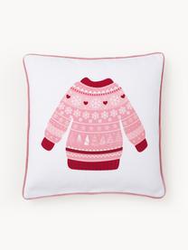 Housse de coussin 45x45 Sweater, Blanc, rouge, vieux rose, larg. 45 x long. 45 cm