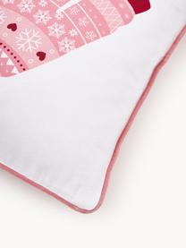 Dwustronna poszewka na poduszkę Sweater, Tapicerka: 100% bawełna, Biały, czerwony, blady różowy, S 45 x D 45 cm