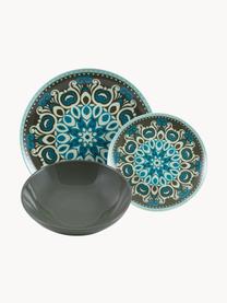 Porcelánová súprava tanierov Cala Jondal, 6 osôb (18 dielov), Porcelán, Zelené modré tóny, 6 osoby (18 dielov)