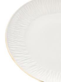 Sada porcelánových snídaňových talířů se strukturovaným vzorem Nippon, 4 díly, Porcelán, Bílá, zlatá, Ø 19 cm, V 2 cm