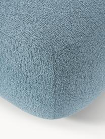 Puf reposapiés en tejido bouclé Sofia, Tapizado: tejido bouclé (100% polié, Estructura: madera de abeto, tablero , Patas: plástico Este producto es, Bouclé azul, An 75 x F 96 cm