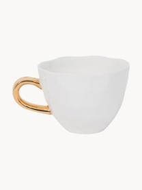 Tasse Good Morning mit goldenem Griff, Steingut, Weiß, Ø 11 x H 8 cm, 350 ml