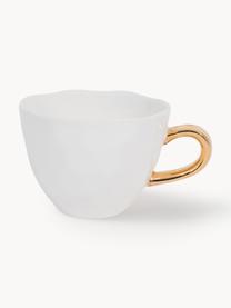 Tasse Good Morning mit goldenem Griff, Steingut, Weiß, Ø 11 x H 8 cm, 350 ml