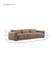 Divano 3 posti Molton, Rivestimento: 100% polipropilene Con 23, Struttura: legno di pino massiccio, , Piedini: plastica, Tessuto taupe, Larg. 264 x Prof. 92 cm