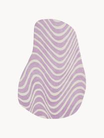 Tappeto in cotone fatto a mano in forma organica Baggio, 100% cotone, Lavanda, bianco latte, Larg. 120 x Lung. 180 cm (taglia S)