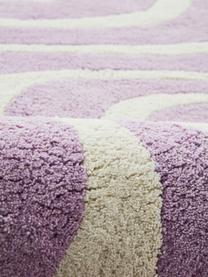 Handgetufteter Baumwollteppich Baggio in organischer Form, 100 % Baumwolle, Lavendel, Off White, B 120 x L 180 cm (Größe S)