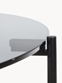 Konferenčný stolík so sklenenou doskou Valentina, Jaseňové drevo, čierna, Ø 84 cm