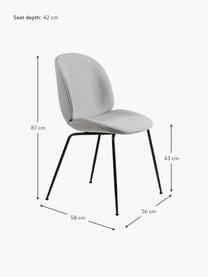 Gestoffeerde stoel Beetle, Bekleding: 100% polyester, Poten: gecoat staal, Geweven stof lichtgrijs, zwart mat, B 56 x D 58 cm
