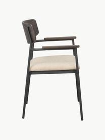 Silla con reposabrazos de madera de roble Maymont, 2 uds., Tapizado: 100% polipropileno Alta r, Estructura: metal con pintura en polv, Tejido beige claro, madera de roble, An 59 x F 53 cm