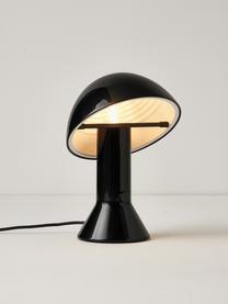 Petite lampe à poser avec abat-jour réglable Elmetto, Plastique laqué, Noir, Ø 22 x haut. 28 cm