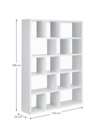 Libreria grande in legno bianco Portlyn, Rivestimento: pannello di fibra a media, Superficie: strato melaminico, Bianco opaco, Larg. 150 x Alt. 198 cm