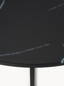 Runder XL-Couchtisch Antigua mit Glasplatte in Marmor-Optik, Tischplatte: Glas, matt bedruckt, Gestell: Stahl, pulverbeschichtet, Marmor-Optik Schwarz, Schwarz matt, Ø 100 cm