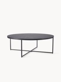 Mesa de centro grande Antigua, tablero de vidrio en aspecto mármol, Tablero: vidrio estampado con aspe, Estructura: acero con pintura en polv, Aspecto mármol negro, Ø 100 cm