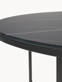 Okrúhly XL konferenčný stolík so sklenenou doskou Antigua, Mramorovaná čierna, Ø 100 cm