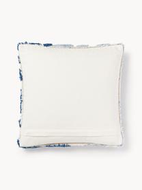 Housse de coussin 45x45 motif végétal tufté Sela, 100 % coton, Tons bleus, blanc crème, larg. 45 x long. 45 cm