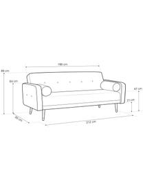 Sofa rozkładana z aksamitu Alessia (3-osobowa), Tapicerka: poliester, Nogi: drewno bukowe, lakierowan, Czarny, S 212 x G 93 cm