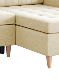 Ecksofa Fandy in Beige mit Schlaffunktion, ausklappbar, Bezug: Polyester Der strapazierf, Korpus: Massivholz, Spanplatte, Webstoff Beige, B 223 x T 69 cm, Eckteil rechts