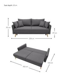 Sofa z funkcja spania i miejscem do przechowywania Mia (3-osobowa), Tapicerka: kaszmir, Nogi: drewno bukowe, Ciemny szary, S 228 x G 102 cm