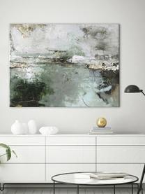 Handbeschilderde canvasprint Hillside, Beige-, groentinten, B 120 x H 90 cm