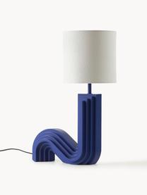 Lampada da tavolo di design Luomo, Paralume: tessuto di lino, Struttura: pannello di fibra di abet, Blu marino, bianco, Larg. 43 x Alt. 61 cm